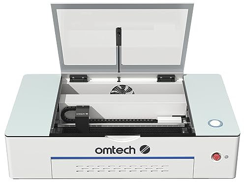 OMTech Polar 50W CO2 Laser Engraver Cutter, Desktop Laser Engraving Cutting Machine with 2 Rotary Axes 300x510mm Workbed 5MP Camera Water Chiller Fume Extractor Lightburn Compatible for Wood Acrylic