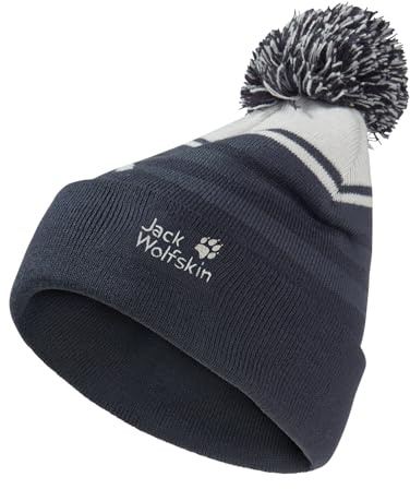 Jack Wolfskin Unisex Kinder Stripy Pompom K Beanie-Mütze, Dark Navy, M EU