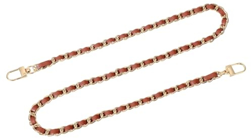 QUARKZMAN väskelänk plånbok kedjelänk, 80 cm väskelänk plånbokslänkar plånboksband med metallspännen för handväska plånbok ersättningslänk (Brun länk + guldkedja)
