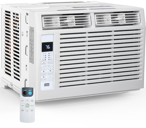 Electactic Window Air Conditioner 6,000 BTU, Window Type AC Unit with Cooling, Dry Mode, 4 Fan Speeds, 24-H Timer, Sleep Mode, Cooling for 250sq.ft Bedroom, Living Room, Office