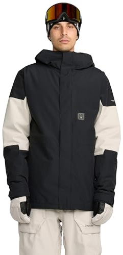 Volcom Men's Primry Recycled Insulated Snowboard Jacket – 10K Waterproof Breathable, Black, Small