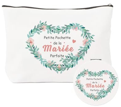 Cadeau Mariage,Future Mariée,Accessoire EVJF,Cadeau EVJF,Trousse De Maquillage Et Miroir pour Mariée,Trousse Kit De Survie,Cadeau De Mariage,Accessoire EVJF,Kit EVJF,Cadeau Mariage Invité