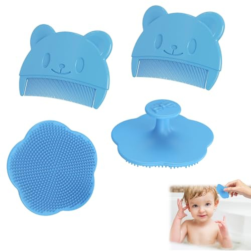 Cfcyhla 4 stycken babyhårborste, mjölkskorvkam, babyborttagning, babybadborste, babyhårkam, mjölkskorpa och babykam, babyborste för din flickvän, hårkam för baby
