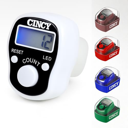CINCY Clicker Counter with LED for Day & Night Use | Instant Reset, Accurate & Quiet, Long Battery Life | for People, Laps, Pitch, Golf, Baseball, Fish Counting, for Prayer - White, 1 Pack