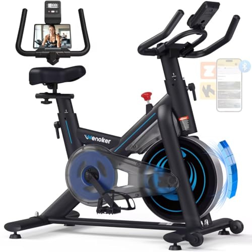 Wenoker Exercise Bike Magnetic APP Compatible, Indoor Cycling Spin Bike for Home Gym Use