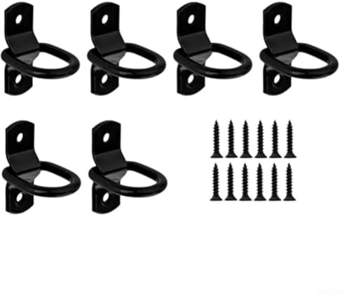 NbgrvB 6 PCS Fixed Heavy Duty D Ring Anchors For Trailer Truck RV Boat Cargo Tie Down Straps Metal Tie Down Hooks 220 Lbs Capacity Each For Securing Loads During Transport