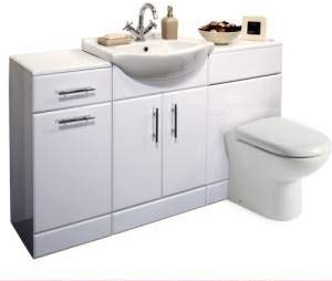 VeeBath Linx 1450mm Bathroom Vanity Unit Cabinet Combination Set with Storage and WC Toilet Unit, Pan and Cistern