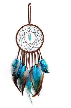 Atrapasueños de Plumas Hechas a Mano atrapasueños artesanía Turquesa atrapasueños para niñas niños Dormitorio Colgante de Pared decoración bendición Regalo