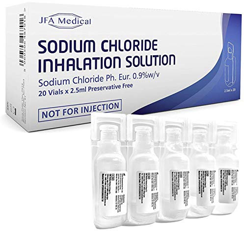 JFA Medical Isotonic Sodium Chloride 0.9% NaCl Inhalation Saline Solution humidifying Airway Box of 20 X 2.5ml Unit-dose vials