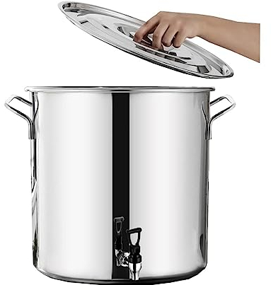 THEGA Olla para Sopa - Stock Olla - Olla De Cocina, Olla con Tapa Acero Inoxidable Olla De Sopa Fondo Compuesto 5-90L Cubo De Vino, Espesar Lata De Leche con Grifo (Size : 20 * 20cm(5L))