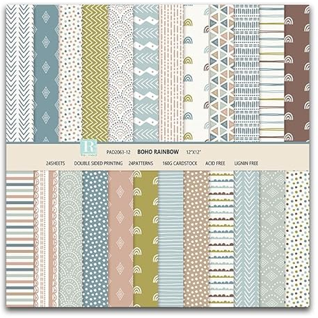 12 Muster 24 Blatt Scrapbook Papierblock, Doppelseitiges Scrapbooking Papier, Handbuchkarten Hintergrundpapier für DIY Fotoalbum, Kartenherstellung, handgefertigtes Basteldesign, 30.5 x 30.5 cm (B)