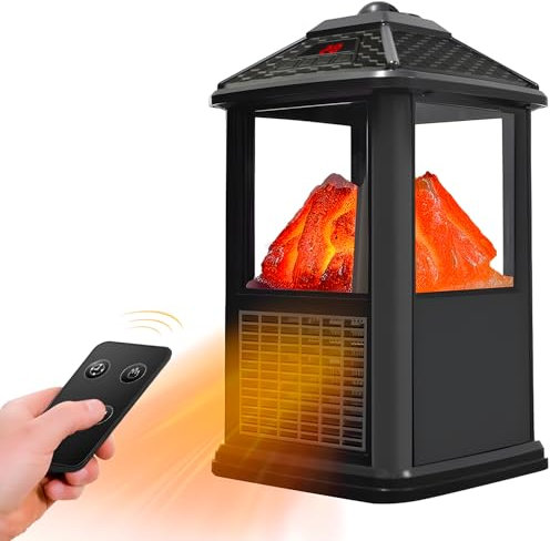 Avilia Caminetto Elettrico da Tavolo con Telecomando 1000W - Timer Programmabile Fino a 12 ore e Controllo da Remoto - Design Elegante e Versatile Grazie alle sue Dimensioni 32x18,5x18,5cm