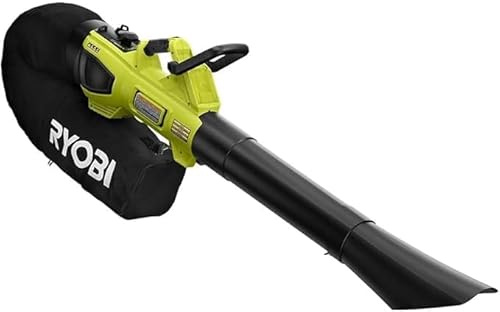 RYOBI 40-Volt Brushless 100 MPH 600 CFM Cordless Leaf Blower/Mulcher/Vacuum with Lawn and Leaf Bag (Tool Only- Battery and Charger NOT Included), Green, RY404015BTL