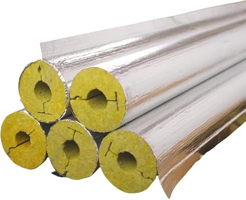 Coefficiente di conducibilità termica in lana di roccia 0,038 W/(m-K) alucatato, isolamento per tubi di riscaldamento di diverse dimensioni cartone pieno (15/30mm - 1m)