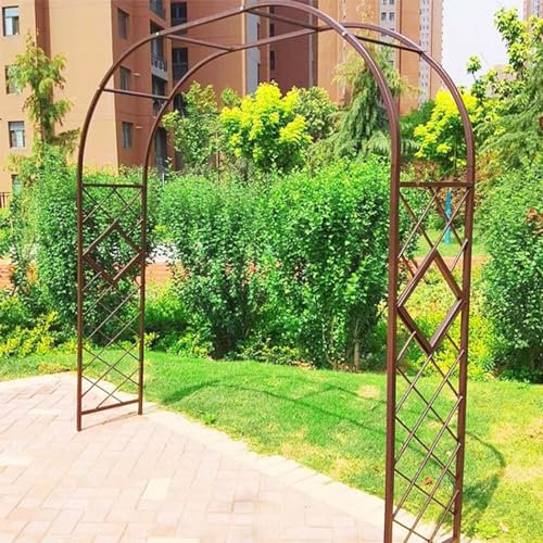 Treillis d'arche de jardin en métal pour plantes grimpantes, roses robustes, tonnelle d'escalade avec support tubulaire solide, treillage extérieur, pergola, tonnelle pour chemins/entrées (marron