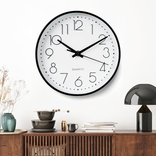 IGUGI Orologio da Parete Silenzioso,Orologio da Cucina Silenzioso Senza Ticchettio,Orologio da Parete Moderno,Orologio Moderno Bianco,Facile Lettura,per camera da letto,soggiorno,cucina,ufficio (20cm)