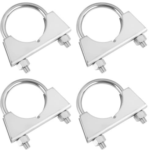 Set 4 Pezzi Fascetta Stringitubo 50 Mm In Acciaio Zincato Con Dado E Piastra A U, Fascetta A U Per Tubi Per Scarico Auto, Impianti Domestici, Collare Stringitubo Zincato Resistente