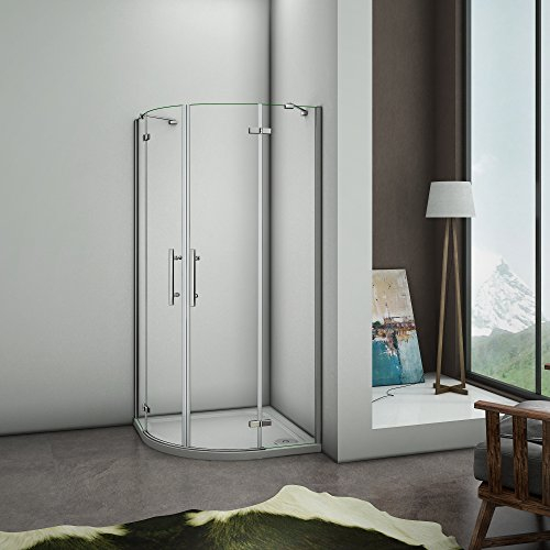 Puerta de ducha Semicircular Esquinal, Mampara de Ducha Apertura de puerta Abatible Curva Italiana Antical 78x78x195cm
