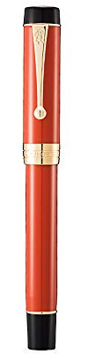 Jinhao Classic Fountain Pen Orange Red Celluloid, Medium Nib with Conveter and Pen Case Set
