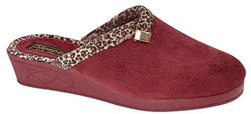 Sleepers Jackie Dam kil slip-on mule tofflor med stickat foder och gummisula svart, Vinröd, 39 EU