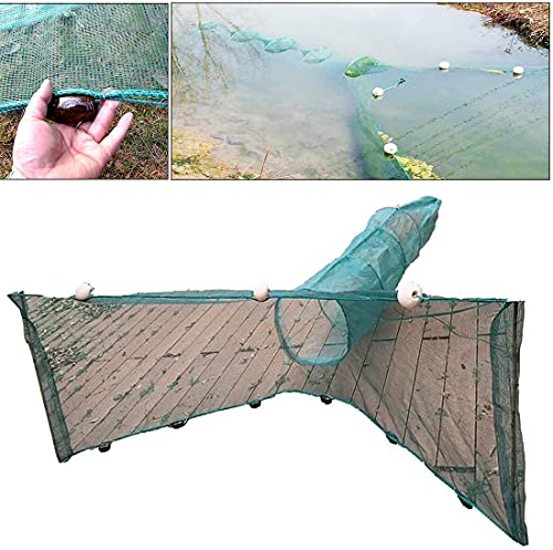 Lawaia Faltbare Krabbenfalle, Fischernetz, tragbar, klein, Netz, Angelkäfig mit Keramik-Sinkern, Schwimmer, für Fluss, Blockierung von Fischreuse,Breite 4/5/6/8/10 m, Garnelenkäfig, Höhe 1,2 m…
