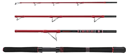PENN Squadron III Reiseboot-Spinnrute, Angelrute, Meeresangeln, Salzwasserangeln, salzwasserfeste Komponenten, ideal für Dorsch, Pollack, Heilbutt und mehr, Unisex, Rot, 2,10 m, 200–600 g