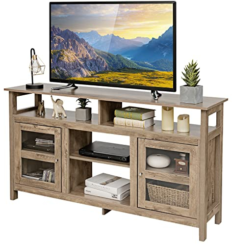 GIANTEX Mobile TV, Mobile per TV Fino a 65 Pollici, Cassettiera Bassa per TV,147x40×81 cm