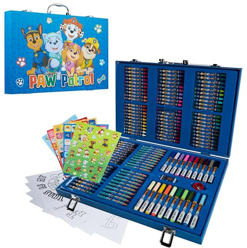 PAW PATROL Malkoffer für Kinder 130tlg. - Kreativ Set für Kinder ab 3 Jahren mit Buntstiften, Marker, Ausmalbögen