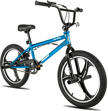 HILAND Bicicleta BMX Infantil 20 Pulgadas, Ruedas de 3 Radios, con Rotor Freestyle 360°, 4 Pegs, para Niños y Niñas de 7 a 12 Años, Azul