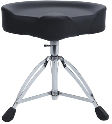 wicoanox Drum Seat Heavy Duty Drum Throne Height Adjustable Padded Drum Chair, Motorcycle Style Drum Stool, Seat Rotatable with Upgraded Materials, Anti-Slip Feet and Triangular Structure Black