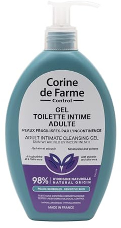 Corine de Farme - Gel Intime Adulte Hypoallergénique Sans Parfum - Aloe Vera et Glycérine - Peaux Sensibles - Formule Douce - 250 ml