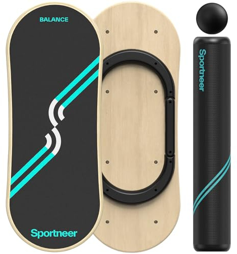 Sportneer Balance Board, 7 Modi Wackelbrett Indoorboard Skateboard Surf Balance Board mit verstellbaren Stoppern - Roller und 7,1 cm Ball im Lieferumfang enthalten, Blau & Schwarz