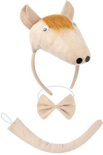 Oxtxuzdm Costume de cochon, chien, vache, mouton, lapin, oreille, queue, nœud papillon, accessoires de fantaisie pour Halloween, cosplay, animal