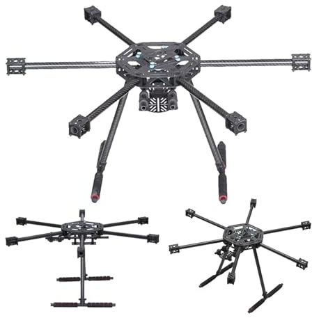 FPV Hexacopter Frame X600-X6 Upgraded Version S550 SK500 with Carbon Fiber Landing Gear Skid for RC Multicopter(Carbon Fiber Center)