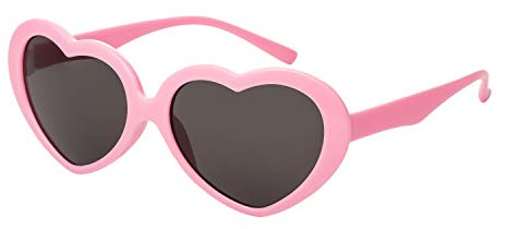 Ultra Kids Heart Shaped Sunglasses for Girls Boys - UV400 Protection Children's Retro Love Heart Novelty Glasses - Ages 3-10 - Pink