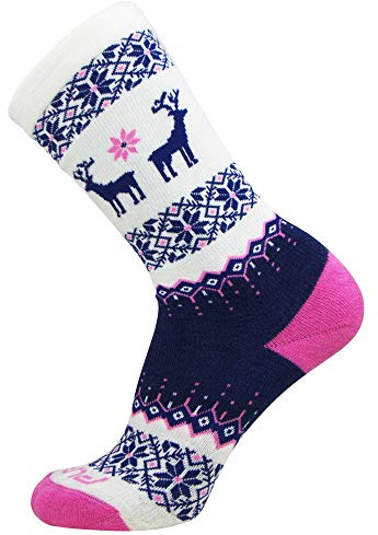 Pure Athlete Kids Merino Wool Ski Socks – Snow Sock for Boys, Girls, Children – Snowboard (1 Pair - Navy/Pink/White, XS/S)