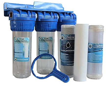 3 Stufen Vorfilter Wasserfilter System Filtergehäuse 10 Zoll x 1 IG unmontiert inkl. Eisenfilter Sedimentfilter Aktivkohlefilter gegen Bakterien Eisen Gerüche Trübungen Sedimente