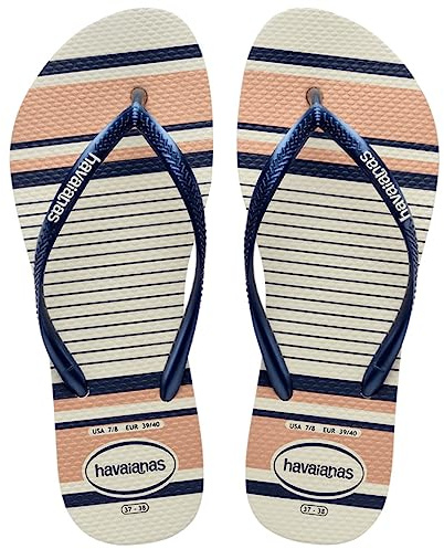 Havaianas Slim Nautical, Tongues, White/Navy Blue,