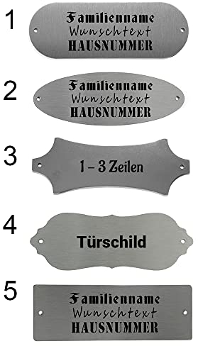EDELSTAHL TÜRSCHILD Namensschild XL mit Text Personalisiert GRAVUR Hausnummer