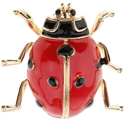 zalati Brosche mit Käfer Marienkäfer mit sieben Sternen Schmuck Bekleidungszubehör für Party - Rot