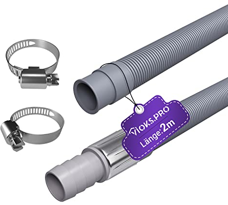 Viоks.pro Waschmaschine Ablaufschlauch Verlängerung 2m 19-22mmØ - Abwasserschlauch Waschmaschinenschlauch Verlängerung Temperaturbeständig von -20° bis +90° C für Geschirrspüler Waschmaschine