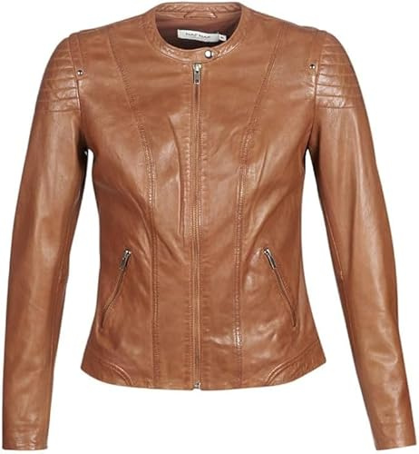 Imperial Studios Giacca da motociclista da donna in vera pelle di agnello da donna, vestibilità elegante giacca casual con cerniera incrociata sottile e tasche con cerniera, per motociclista, XL