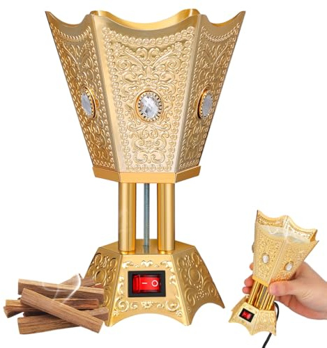 Ciieeo Electric Bakhoor Burner for Home Metal Incense Holder Aromatherapy Oud Burner Electric Incense Censer Southeast Asian Middle Eastern Style
