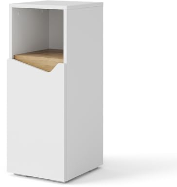 Vicco Armario Mediano Marelle, Blanco/Roble Artesanal, 30 x 74.5 cm con Puerta y Compartimento Abierto