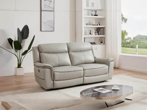 Vente-unique - Divano relax 3 posti Adelio - pelle - grigio chiaro