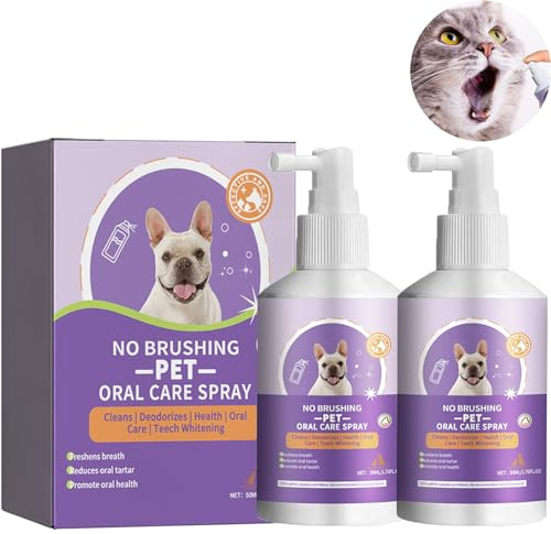Teeth Cleaning Spray for Dogs & Cats - 2pcs Dog Teeth Cleaning - dog breath Spray - Dog and Cat Natural Breath Freshener - Get rid of Bad Breath - Relieve Teeth and Gums and Other Discomforts
