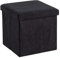 Home Source Folding Ottoman, Corduroy Fabric Storage Square Box, Black