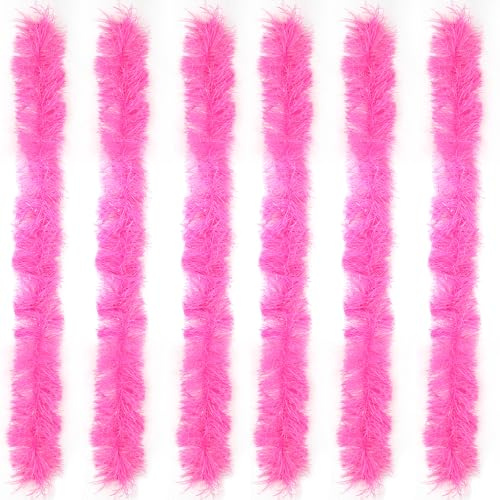 LACGO Fjäder boas fluffiga boa-dekorationer fin klänning för kvinnor maskeraddräkt för flickor utklädnad dans, 6-Ljusrosa, Pack of 6 Feather Boas