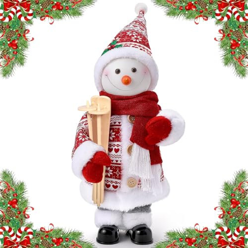 BUOAZR Schaukelnde Schneemann-Verzierung, 40cm Elektrische Weihnachtsdekoration Schneemann, Singender Tanzender Schaukelnde Schneemann, Leuchtende Schneemann Schmücken für Tischfest, Büro, Weihnachten