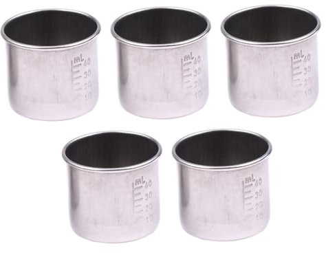 Garneck 5 Pz Misurino Liquido Tazza Di Raccolta Del Campione Misurino Per Bilancia Strumento Di Misura Misurino Trasparente Da Laboratorio Bicchiere Di Metallo Acciaio Inossidabile Silver